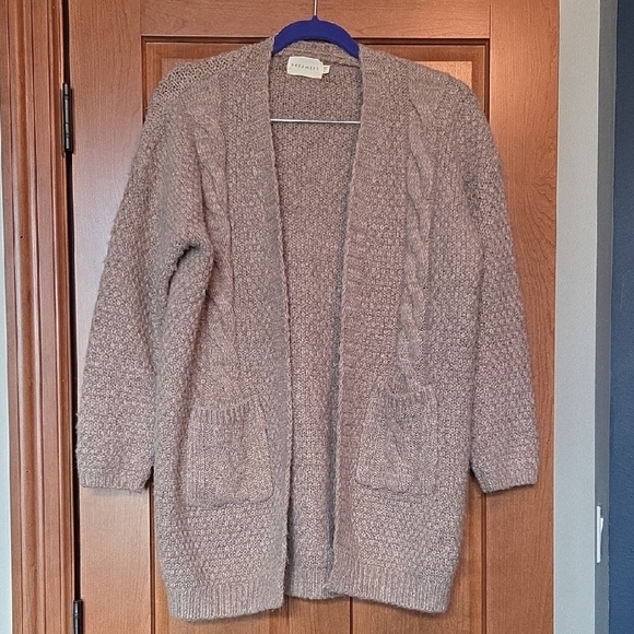 Dreamers Beige Cable Knit Cardigan - Picture 2 of 6